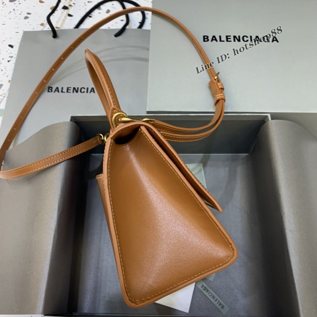 Balenciaga專櫃新款小號手提肩背女包原單沙漏包 巴黎世家平紋焦糖色沙漏包 fyj1414